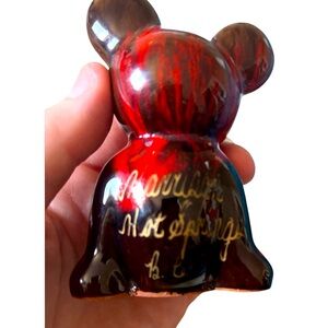 Vtg Mini Canadian Art Pottery Sitting Bear Figurine Red Brown Drip Glaze Redware